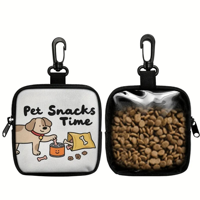 Dog Print Treat Bag with Hook & Zipper | Pet Training Pouch