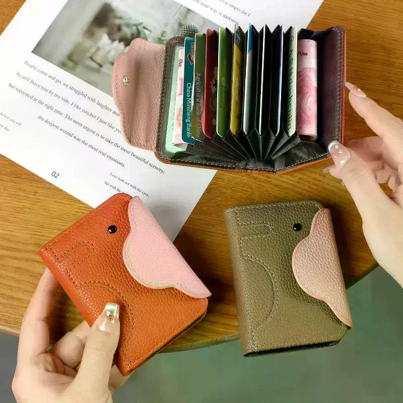 Elephant Accordion Card Wallet – Women's Slim Mini Purse