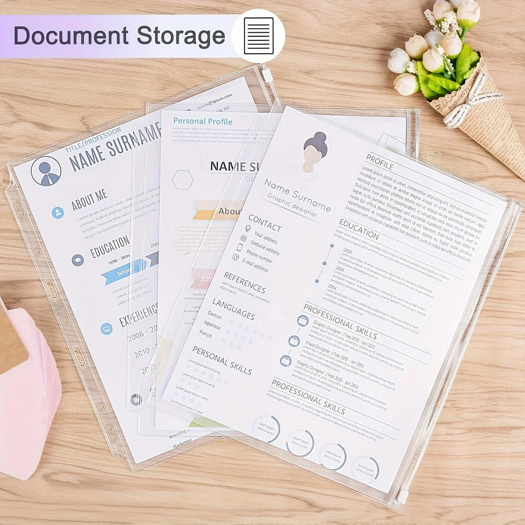 Clear Binder Pockets 12-Pack – 11-Hole Letter Size PVC Organizer