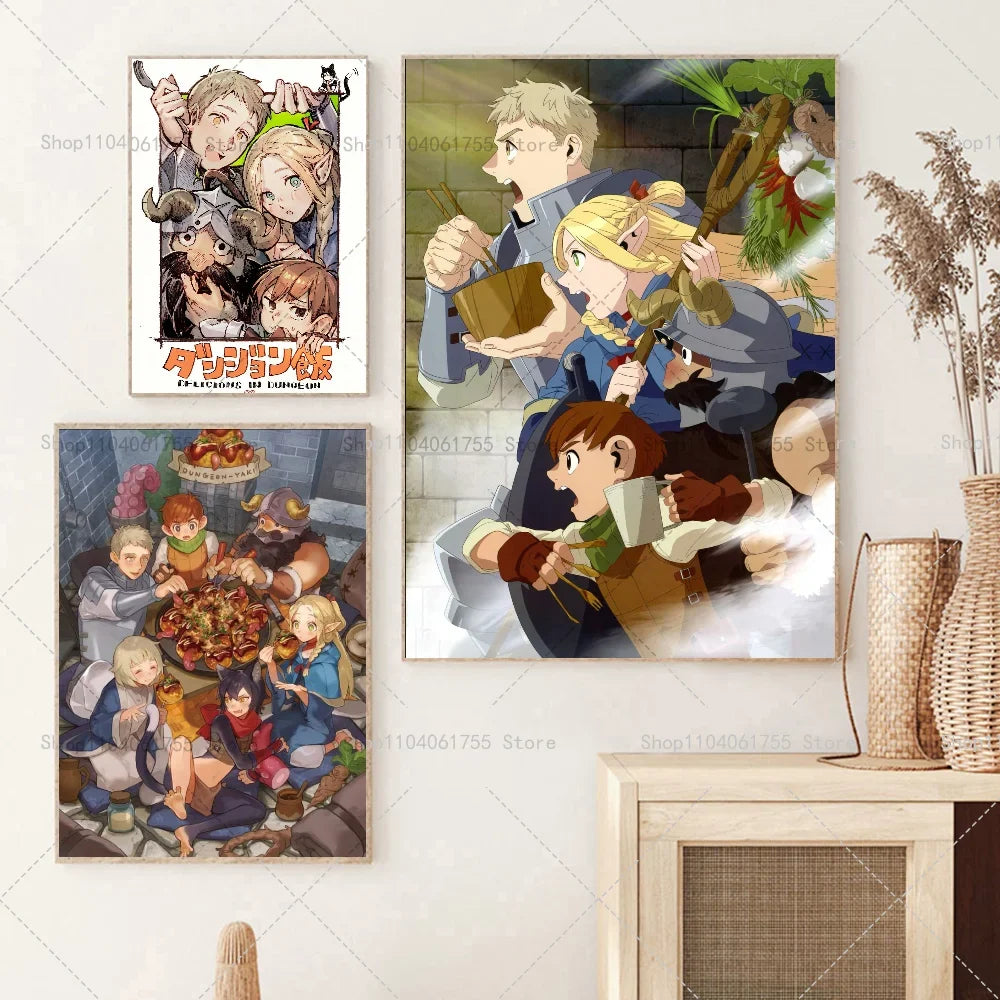 Anime Dungeon Meshi Wall Poster – Waterproof Self-Adhesive Sticker