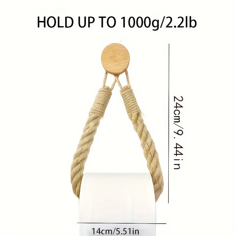 Retro Hemp Rope Toilet Paper Holder – Punchless Wall Mount