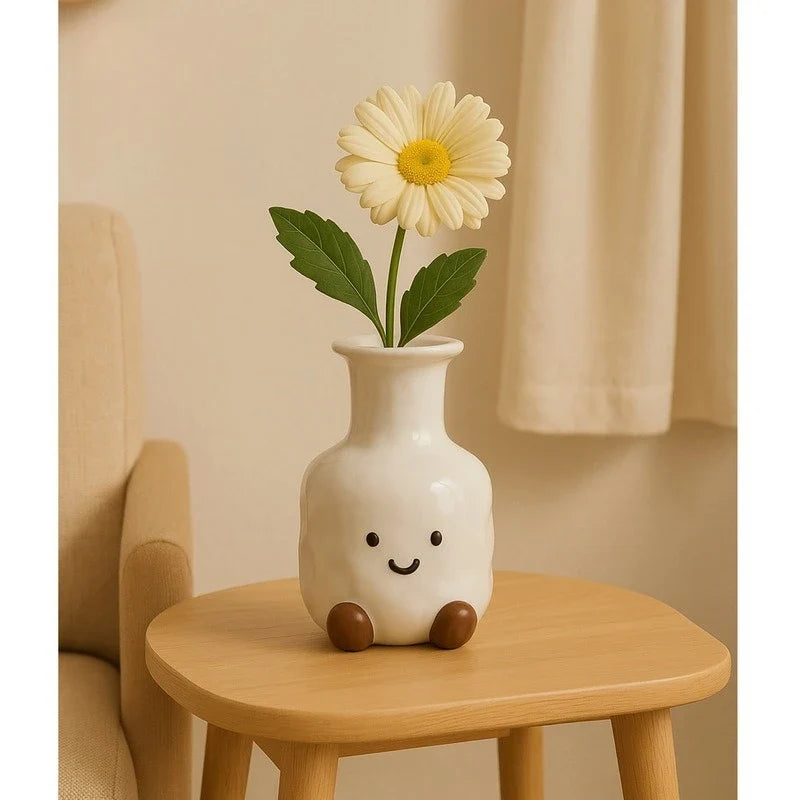 Cute Smiling Face Vase Creative Decorative Item Home Living Room