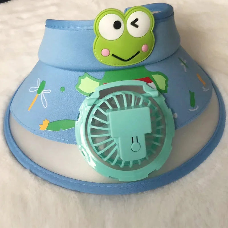 Kids Sun Visor Hat with Fan | 3-Speed USB Rechargeable UV Cap