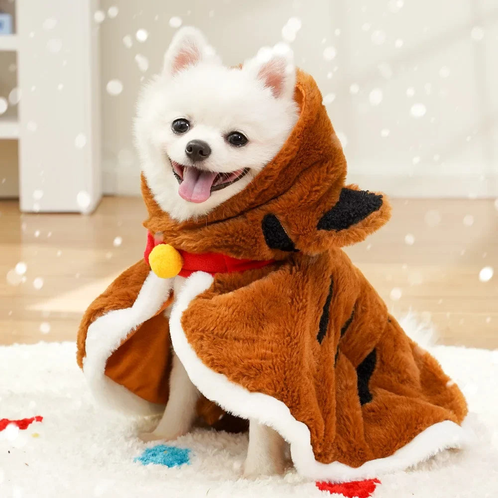 Pet Dog Cape Cat Tiger Winter Warmth Thickened Small Plush Supplies