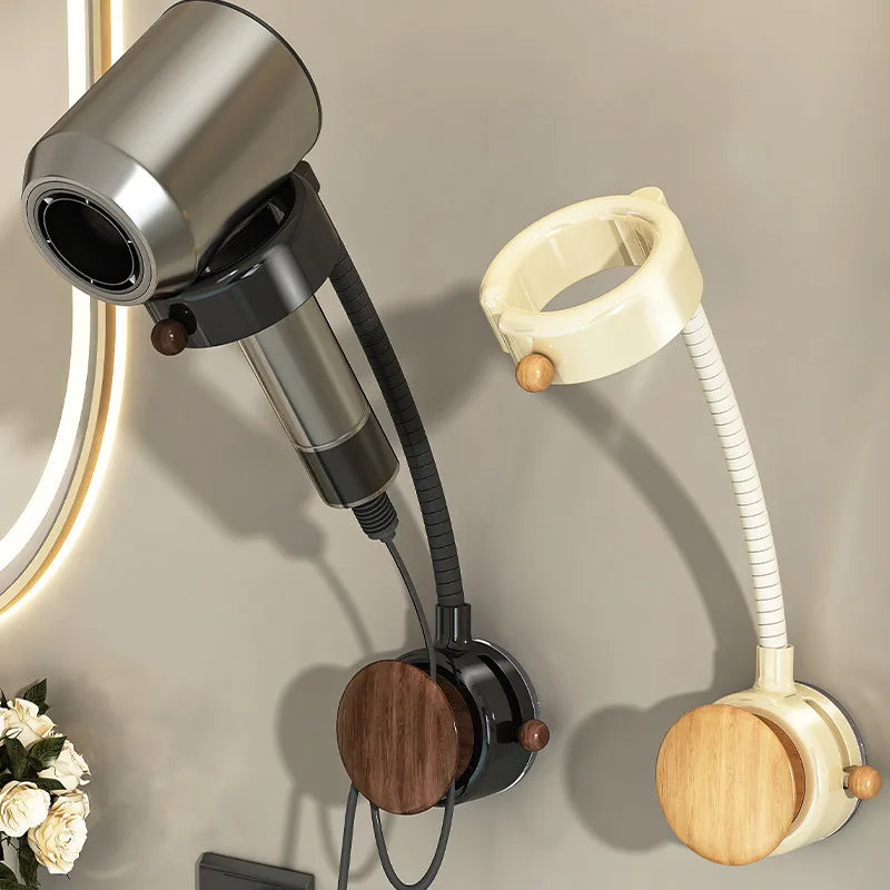 Wall-Mounted Hair Dryer Holder | 360° Rotatable, No-Drill Rack