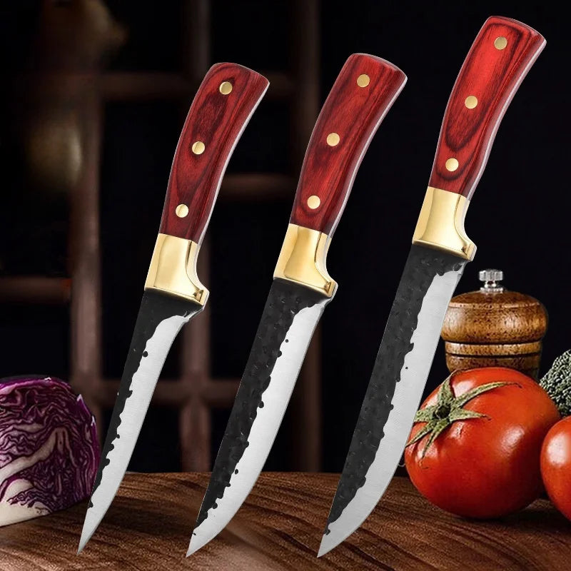 3-Piece Forged Stainless Steel Kitchen Knife Set | Chef & Boning