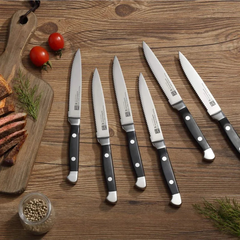 12-Piece Stainless Steel Steak Knife Set – Resin Rivet Handle
