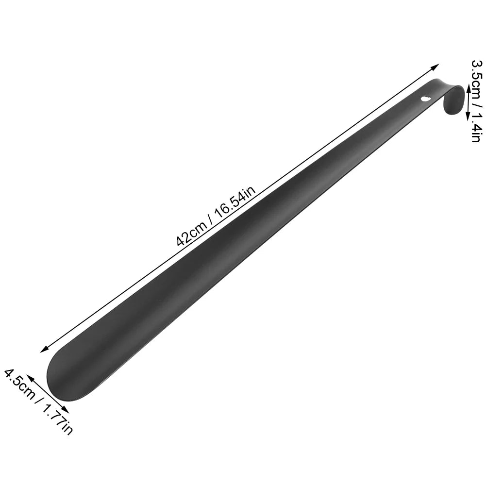 Shoe Helper Portable Stainless Steel Travel Horn Long Handle Black