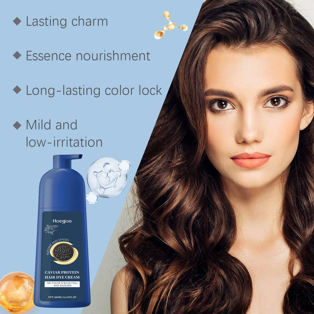 HOEGOA Caviar Protein Hair Color Shampoo – Black Brown 500ml