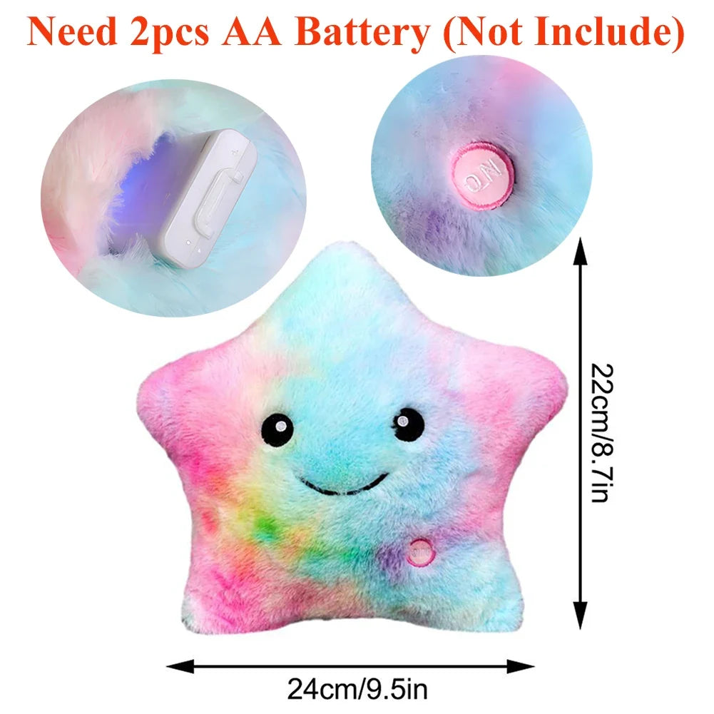 LED Glowing Star Plush Pillow – Light-Up Cushion Toy for Kids