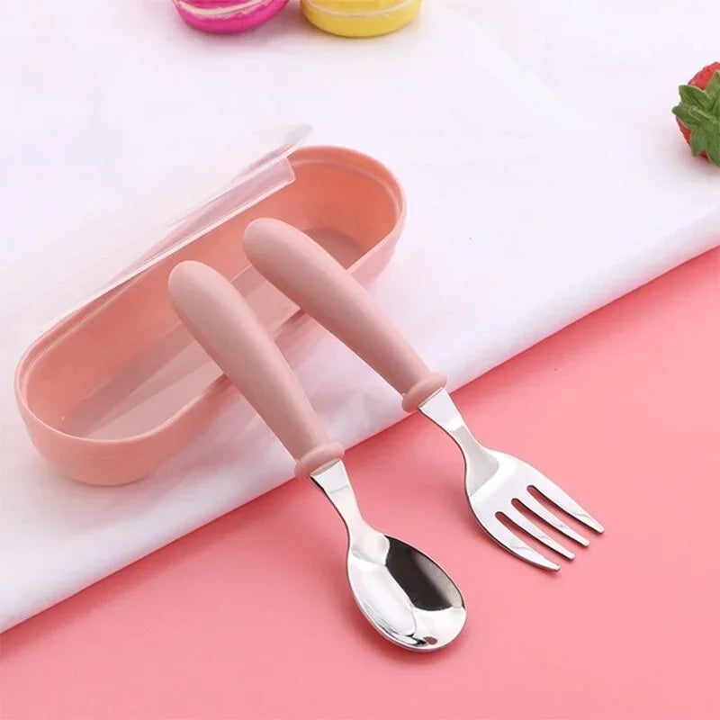 3-Piece Kids Stainless Steel Cutlery Set – Spoon, Fork & Box