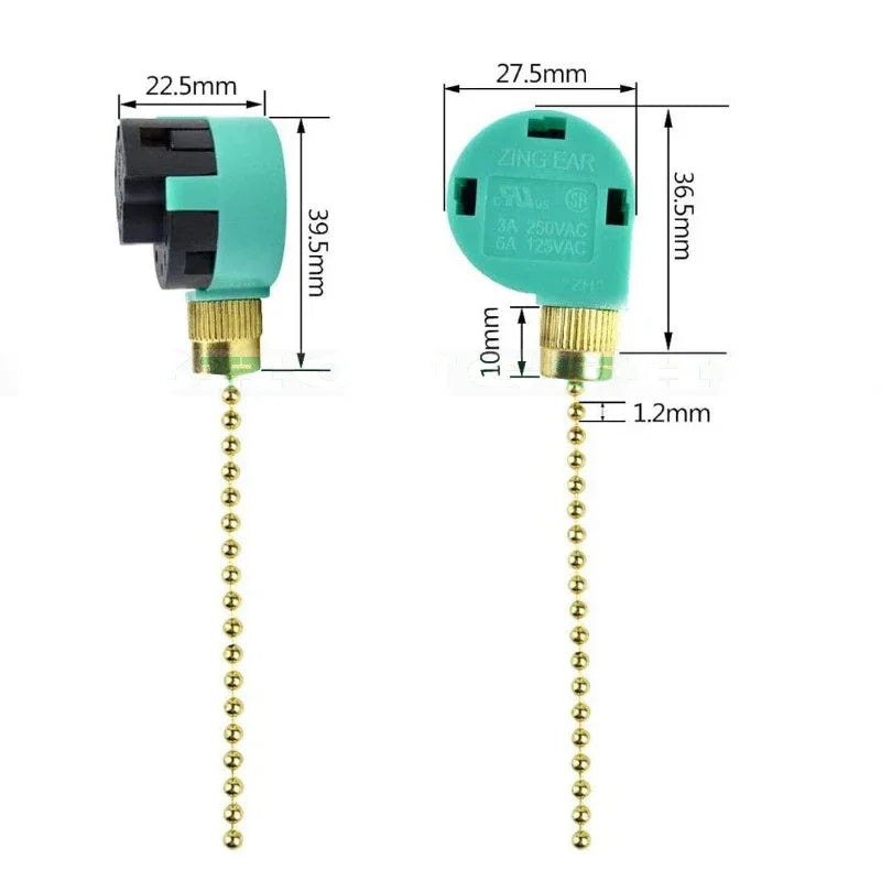ZE-268S6 3-Speed Ceiling Fan Pull Chain Switch 4-Wire