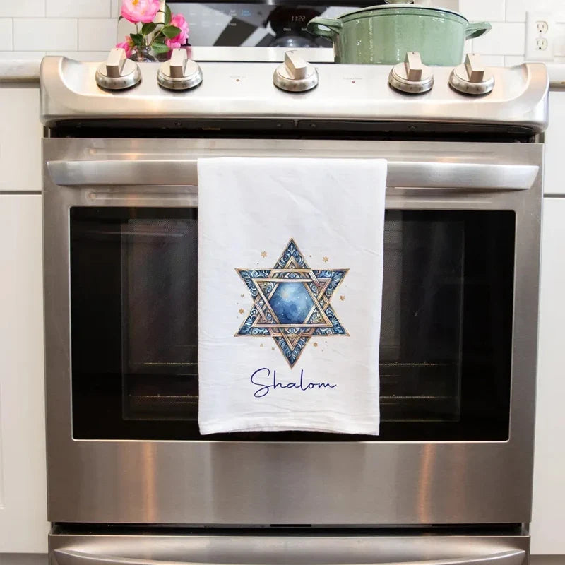 Hanukkah Kitchen Towel – Star of David Shalom Jewish Holiday Gift
