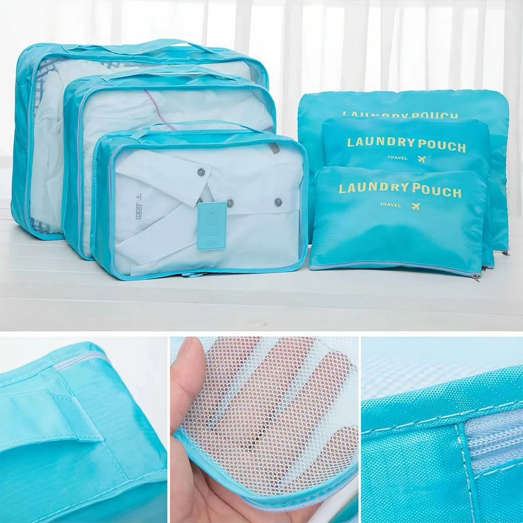 6-Piece Travel Storage Organizer Bags – Clothing & Underwear Set