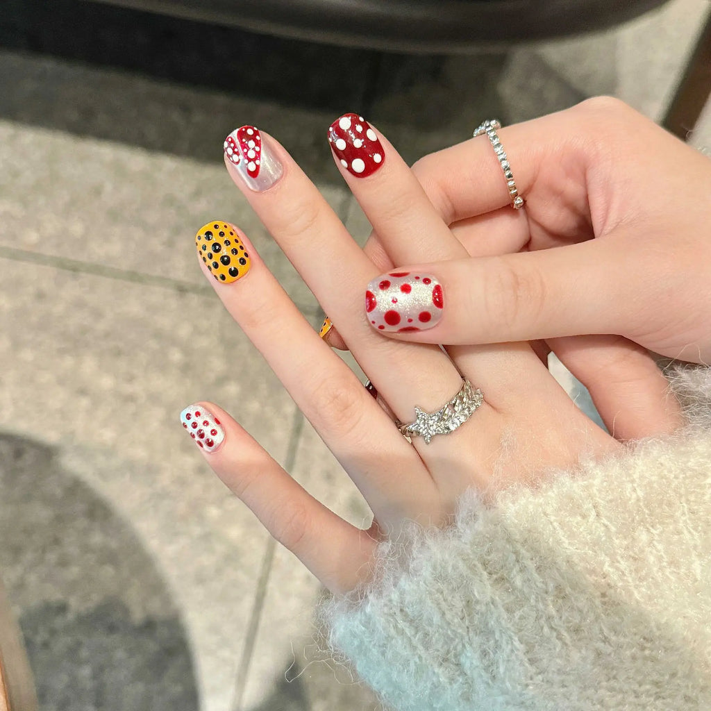 Handmade Butterfly Press-On Nails | Short Round Full Cover 10pcs