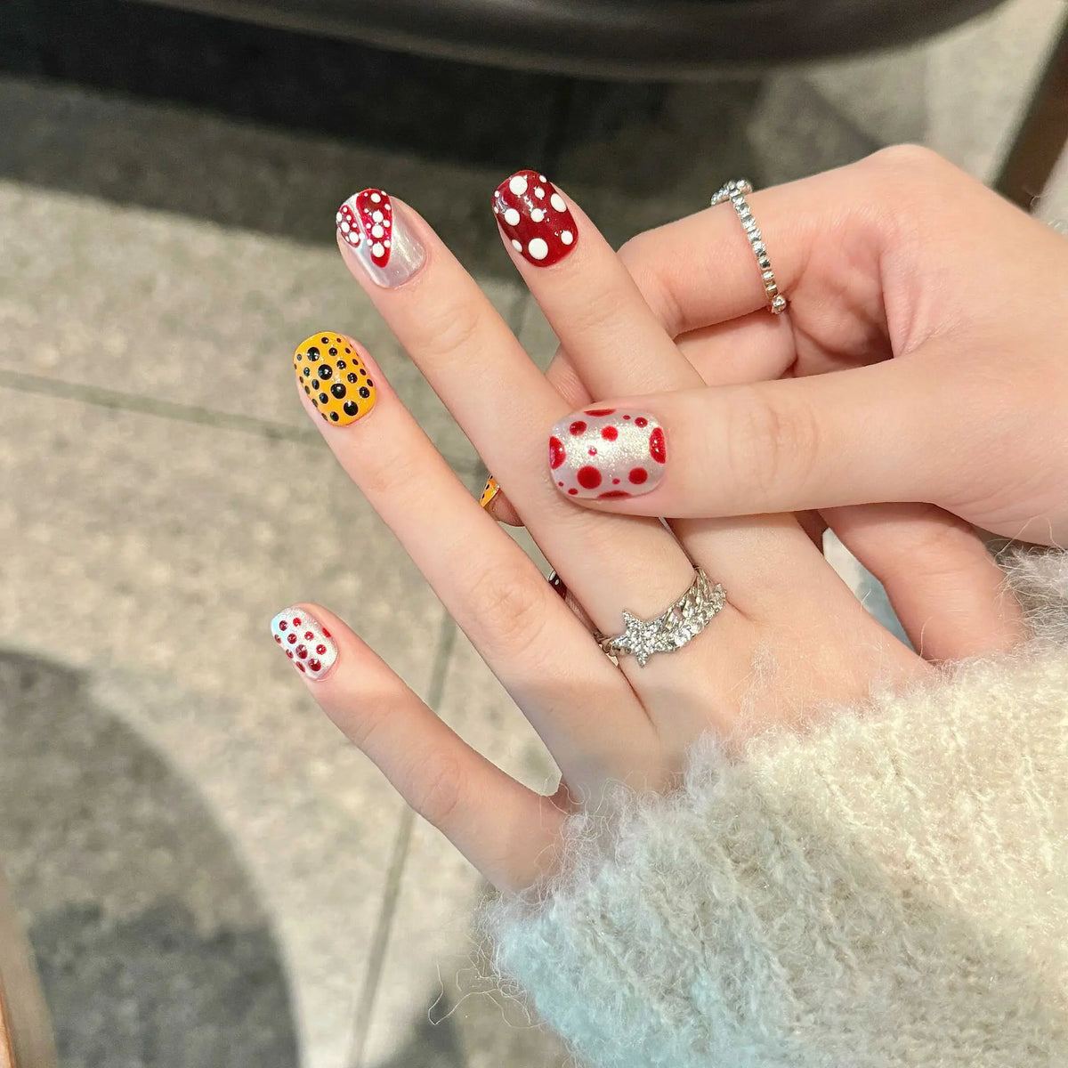 Handmade Butterfly Press-On Nails | Short Round Full Cover 10pcs