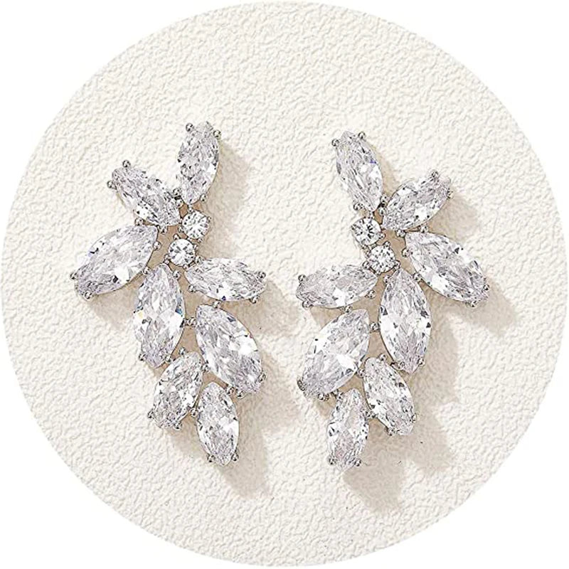 Huitan Marquise CZ Bridal Dangle Earrings | Wedding Jewelry