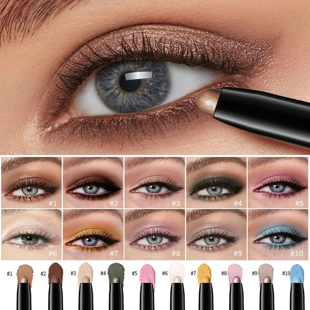 Lakerain 10-Color Waterproof Eyeshadow Stick | Shimmer & Matte