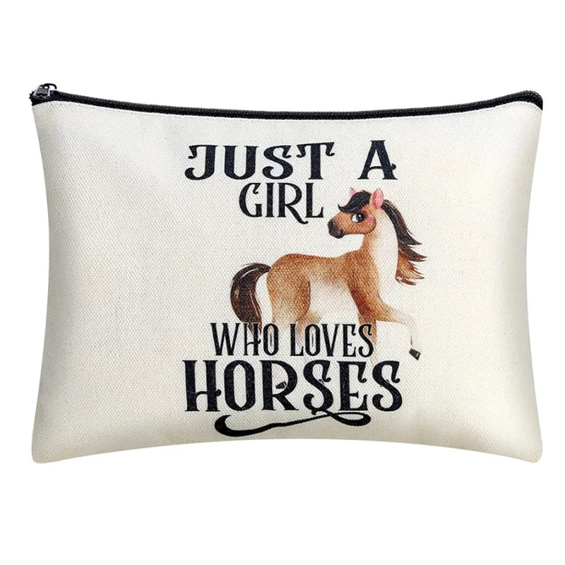 Horse Lover Canvas Makeup Bag | Just A Girl Who Loves Horses
