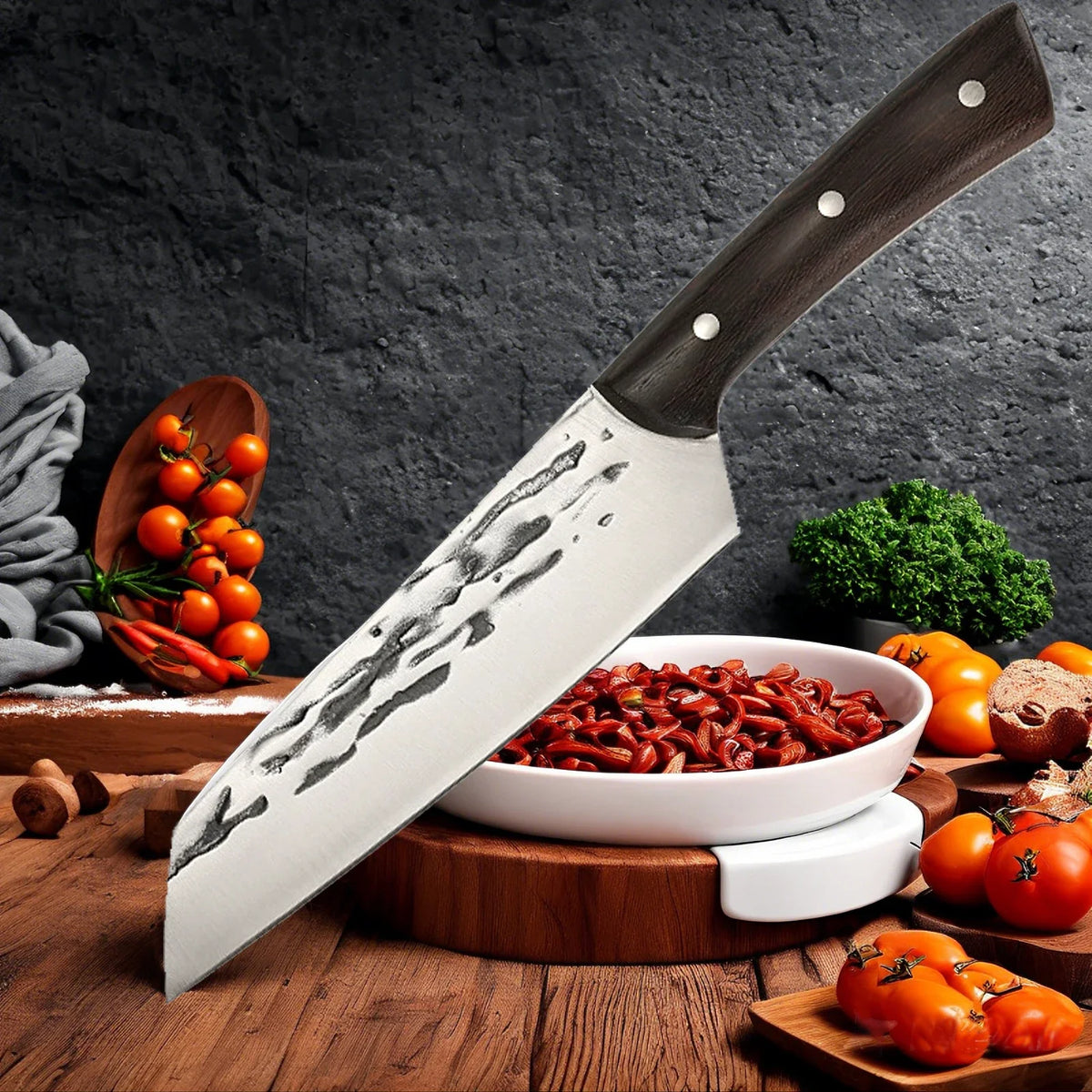 Japanese Forged Stainless Steel Chef Knife – Wood Handle