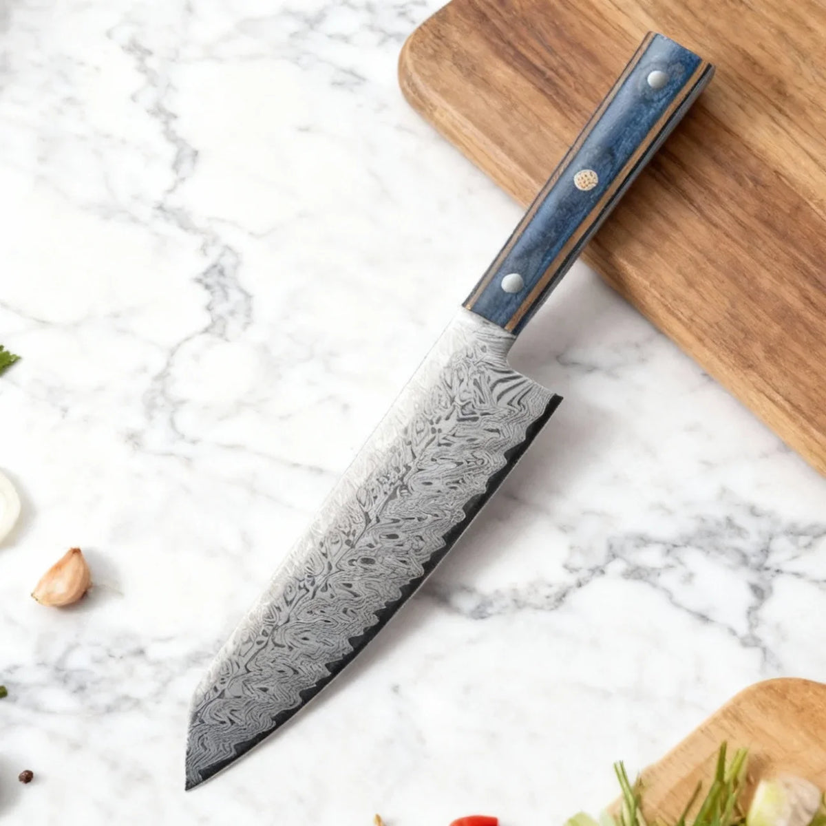 Damascus Steel Chef's Knife – 20cm Japanese-Style Kitchen Cleaver