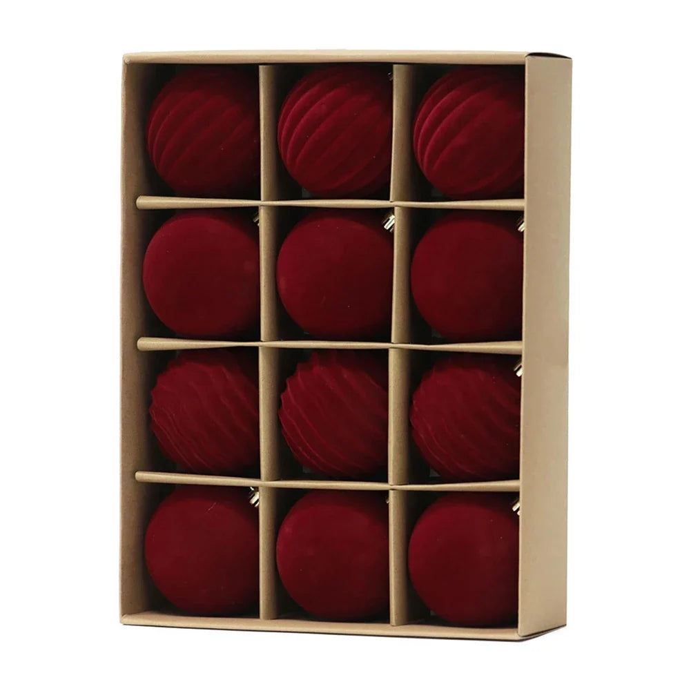 Flocked Christmas Ball Ornaments Set – 6cm & 8cm | Holiday Décor