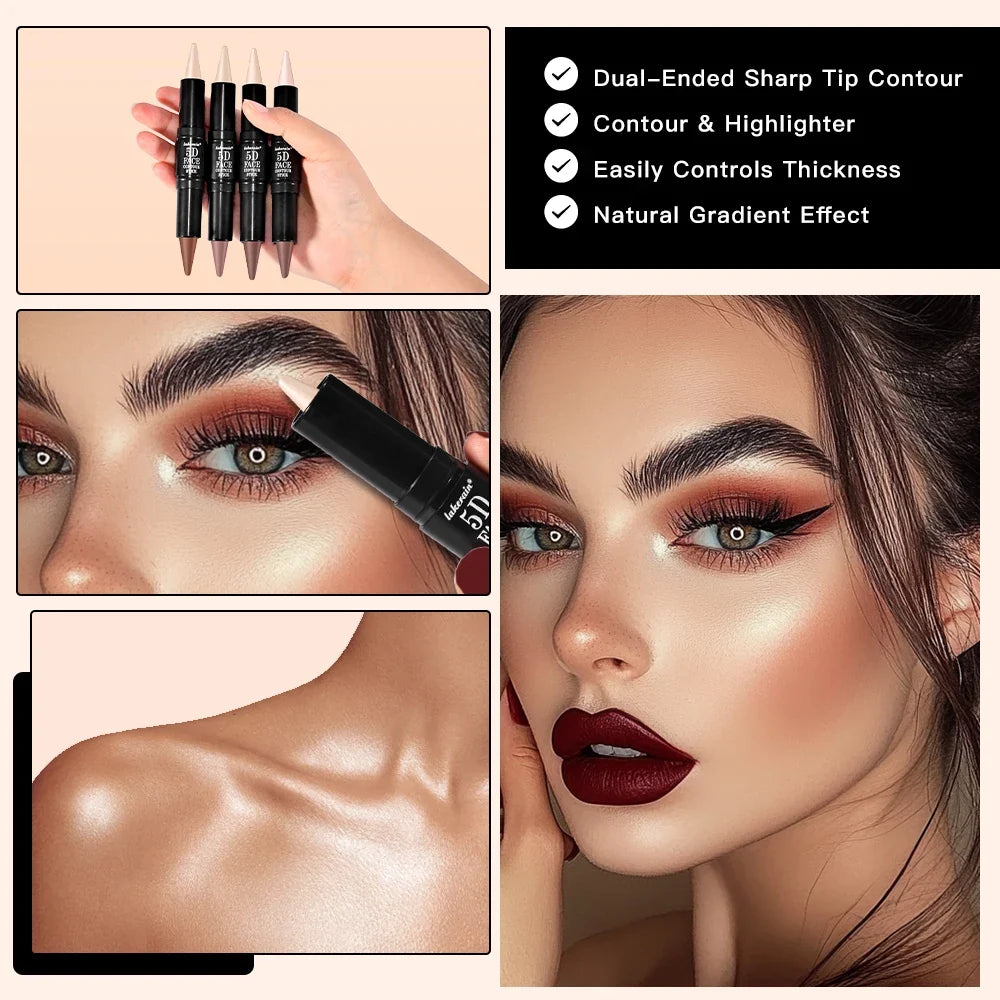Lakerain 5D Dual-Ended Contour & Highlighter Stick | 12Hr Wear