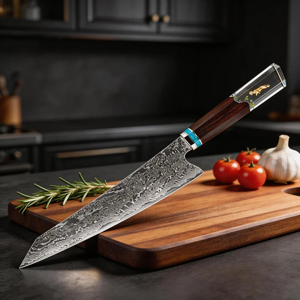 XITUO Damascus 8" Kiritsuke Chef Knife – Hand Forged Carbon Steel