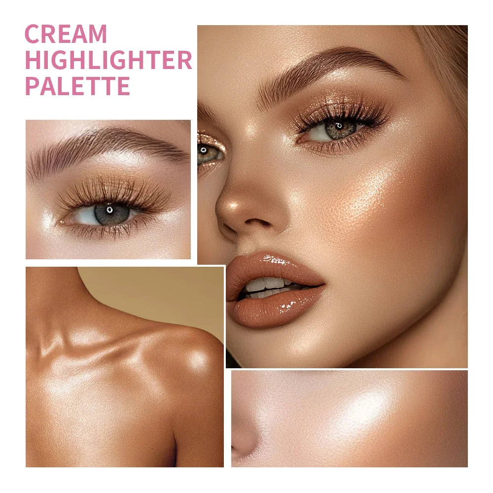Lakerain 8-Color Cream Highlighter & Bronzer Palette | Glow Set