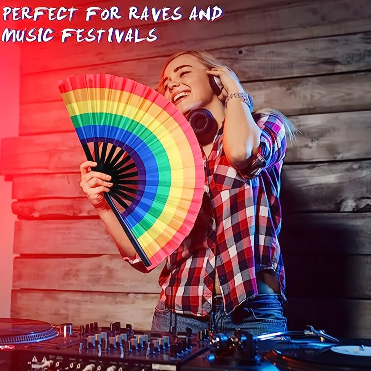 Rainbow Folding Fan – Dance, Wedding & Cosplay Prop