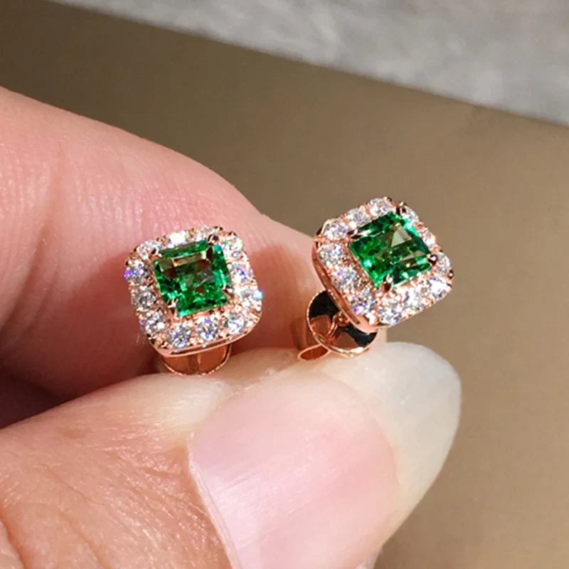 Huitan Cubic Zirconia Stud Earrings – Geometric Fashion Jewelry