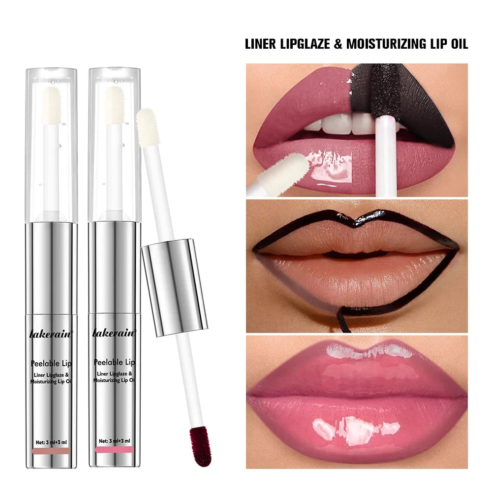 Waterproof Peel Off Lip Liner Gloss Double Head Matte Nourishing