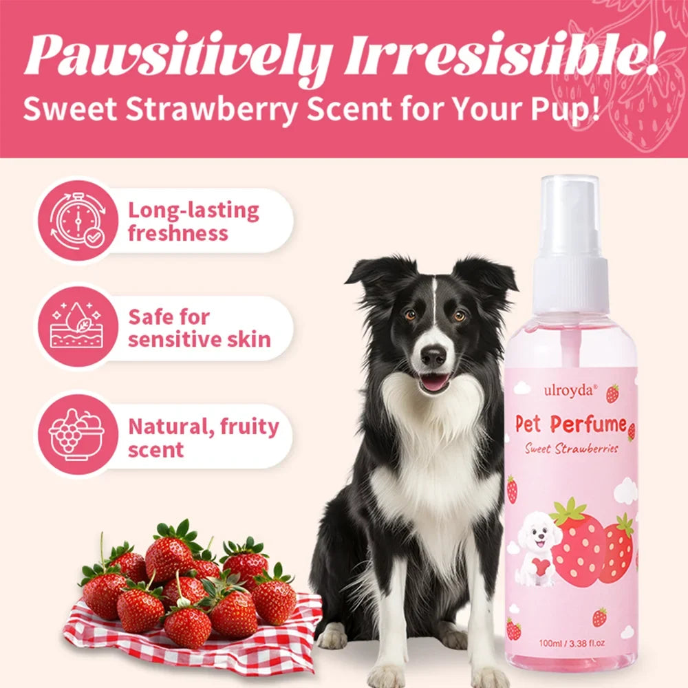 Pet Perfume Spray Sweet Strawberry Scent Long Lasting Fragrance