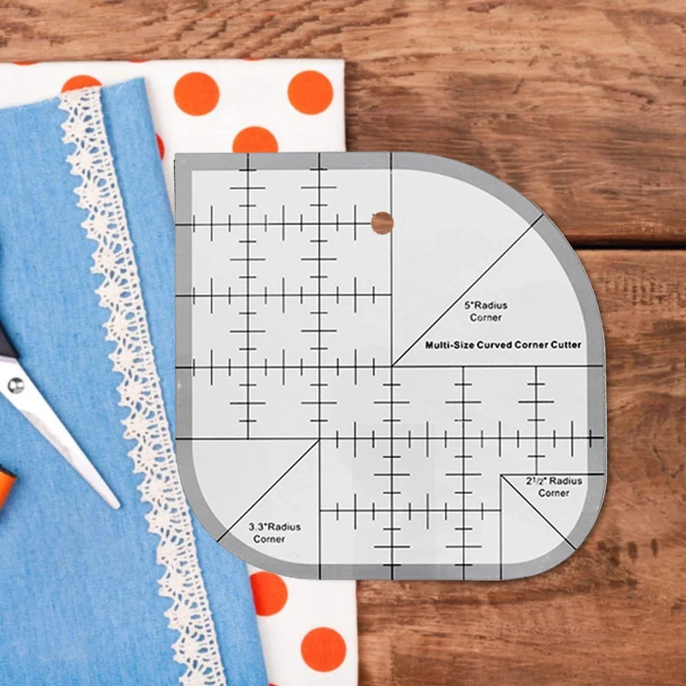 Acrylic Non-Slip Curved Corner Cutter Ruler | Quilting Template