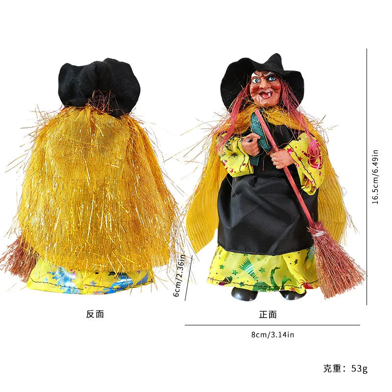 Halloween Decoration Witch Hanging Ornament Retro Broom Prop Bar
