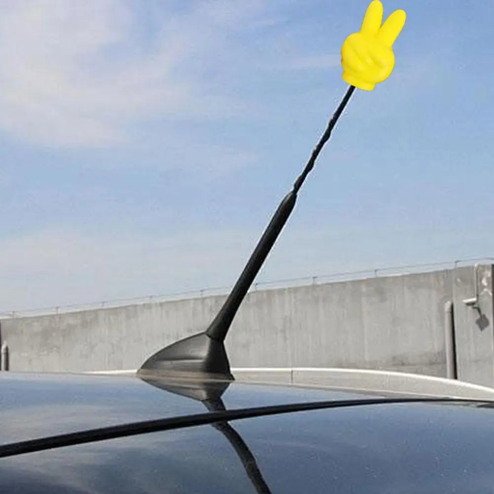 Funny Peace Sign Car Antenna Topper – Yellow PVC Ornament
