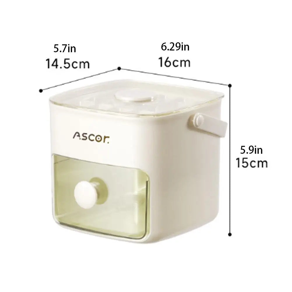 Double Layer Square Ice Cube Tray Set with Storage Box & Tongs