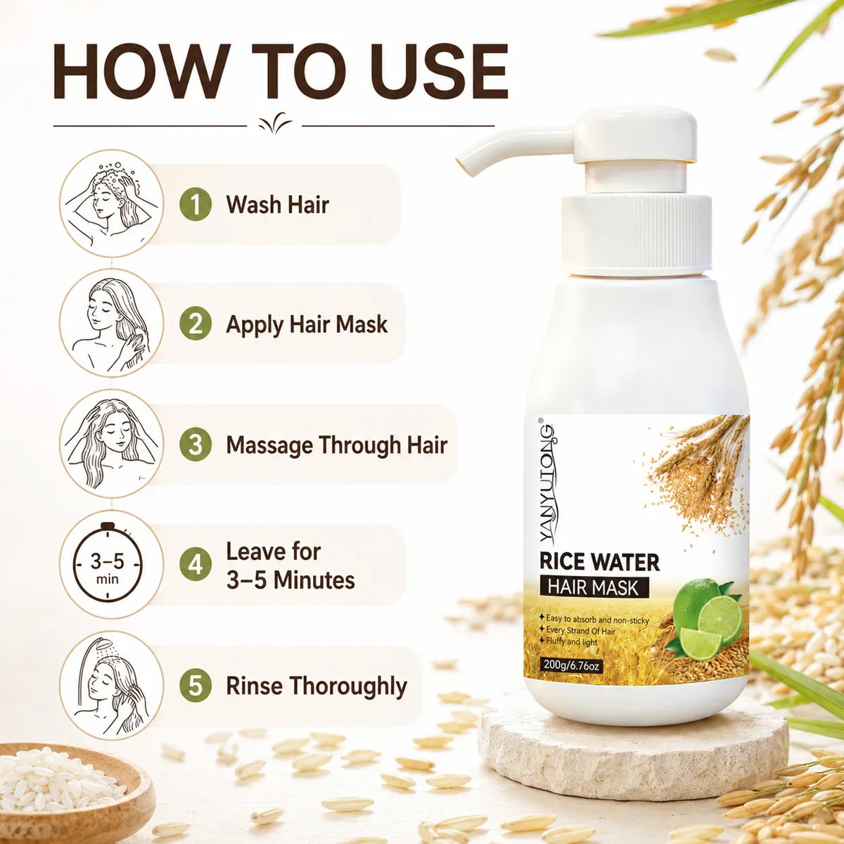 Rice Water Hydrating Hair Mask – Repair Damaged & Frizzy Hair