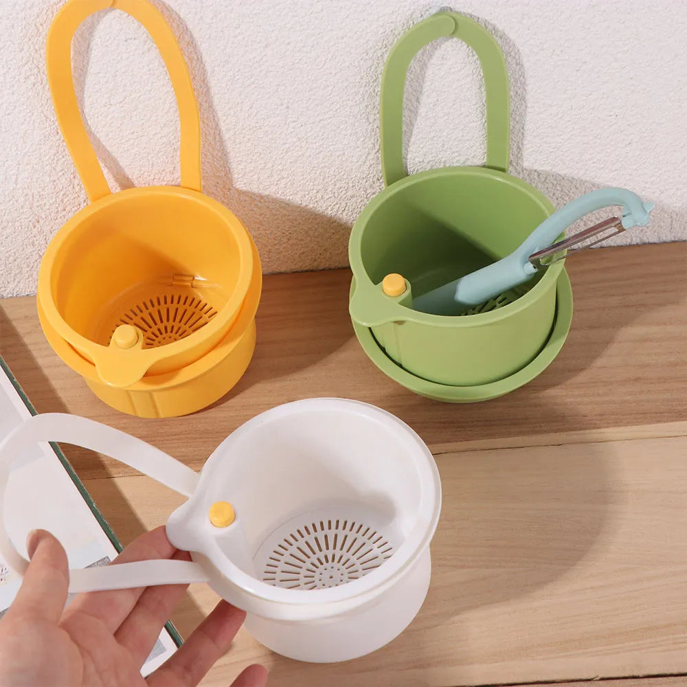 Sink Hanging Strainer Basket – Push-Button Drain & Easy Empty