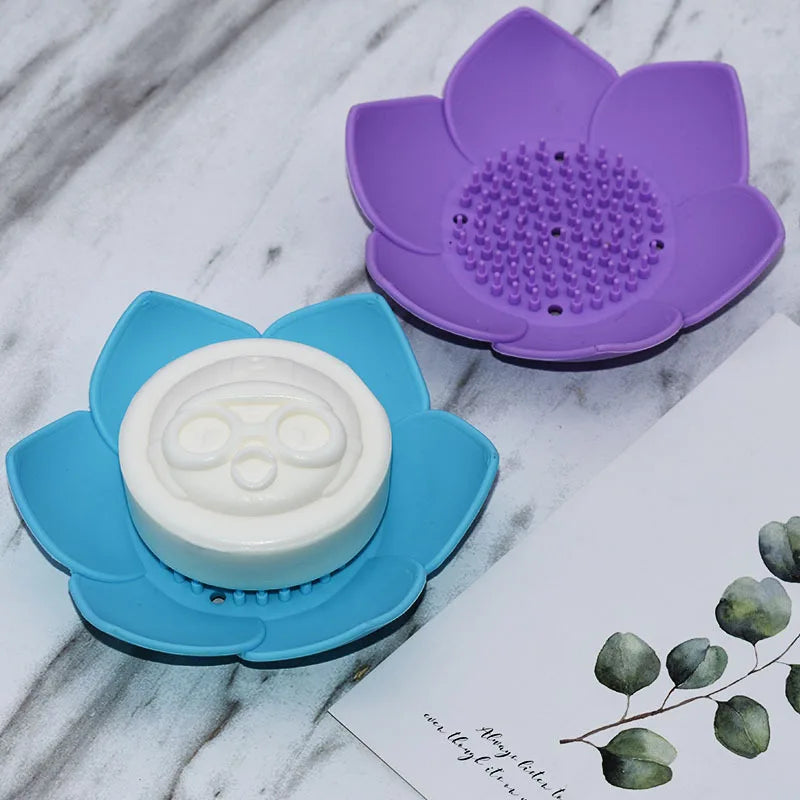 Lotus Silicone Soap Dish with Drainage | Bathroom Soap Holder