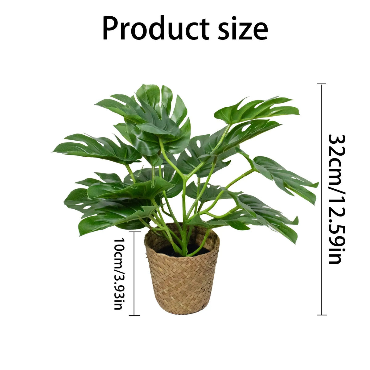 Artificial Monstera Leaf Faux Potted Plant | Realistic Decor
