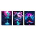 Japanese Anime Cyberpunk Neon Canvas Wall Art 3-Piece Set