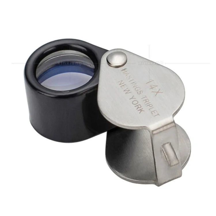 14X Folding Jeweler's Loupe – All Metal Magnifier & Leather Case