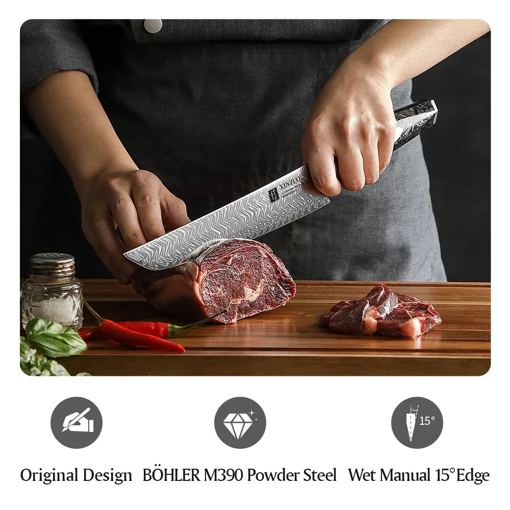 XINZUO 8.46" Damascus Carving Knife – 145-Layer M390 Steel