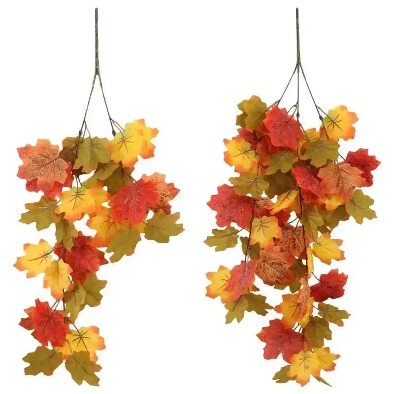 Halloween Simulated Maple Leaf Vine Wall Hanging Autumn Party Rattan