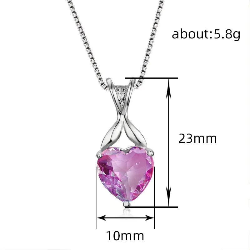 Huitan Heart CZ Pendant Necklace – Women's Fashion Jewelry