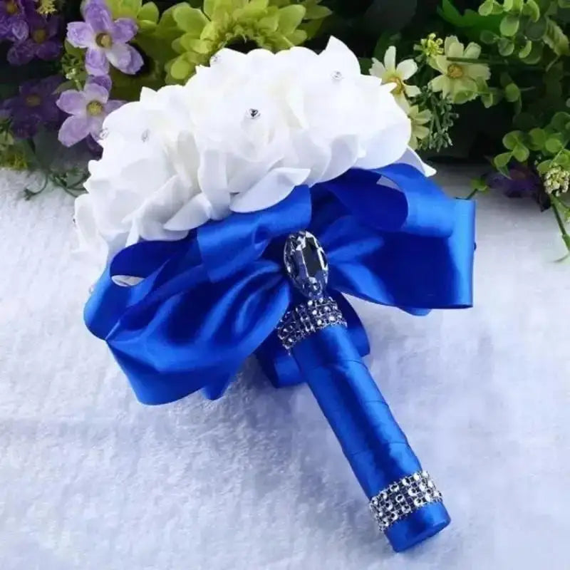 Crystal Rose Pearl Bridal Bouquet – Silk Artificial Wedding Flowers