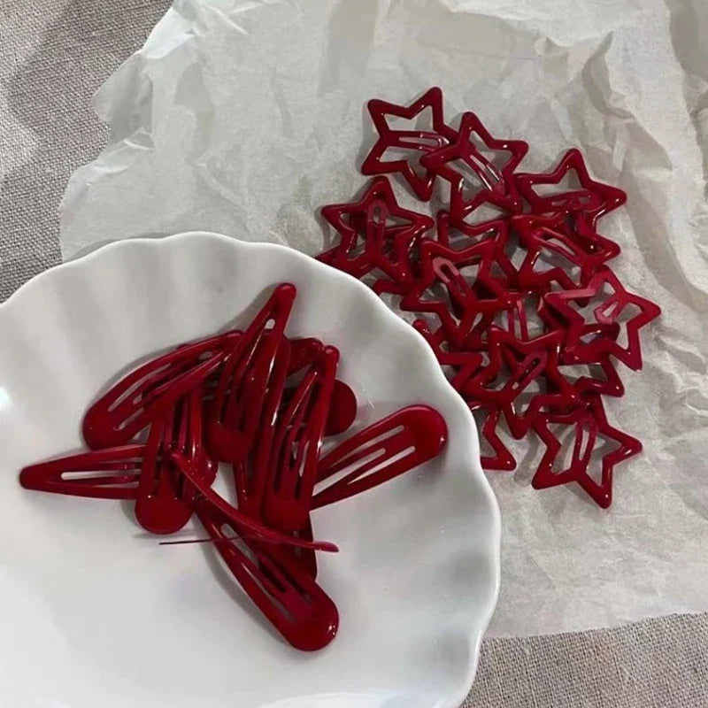 5-Pack Red Star Metal Snap Hair Clips – Fashion Barrettes