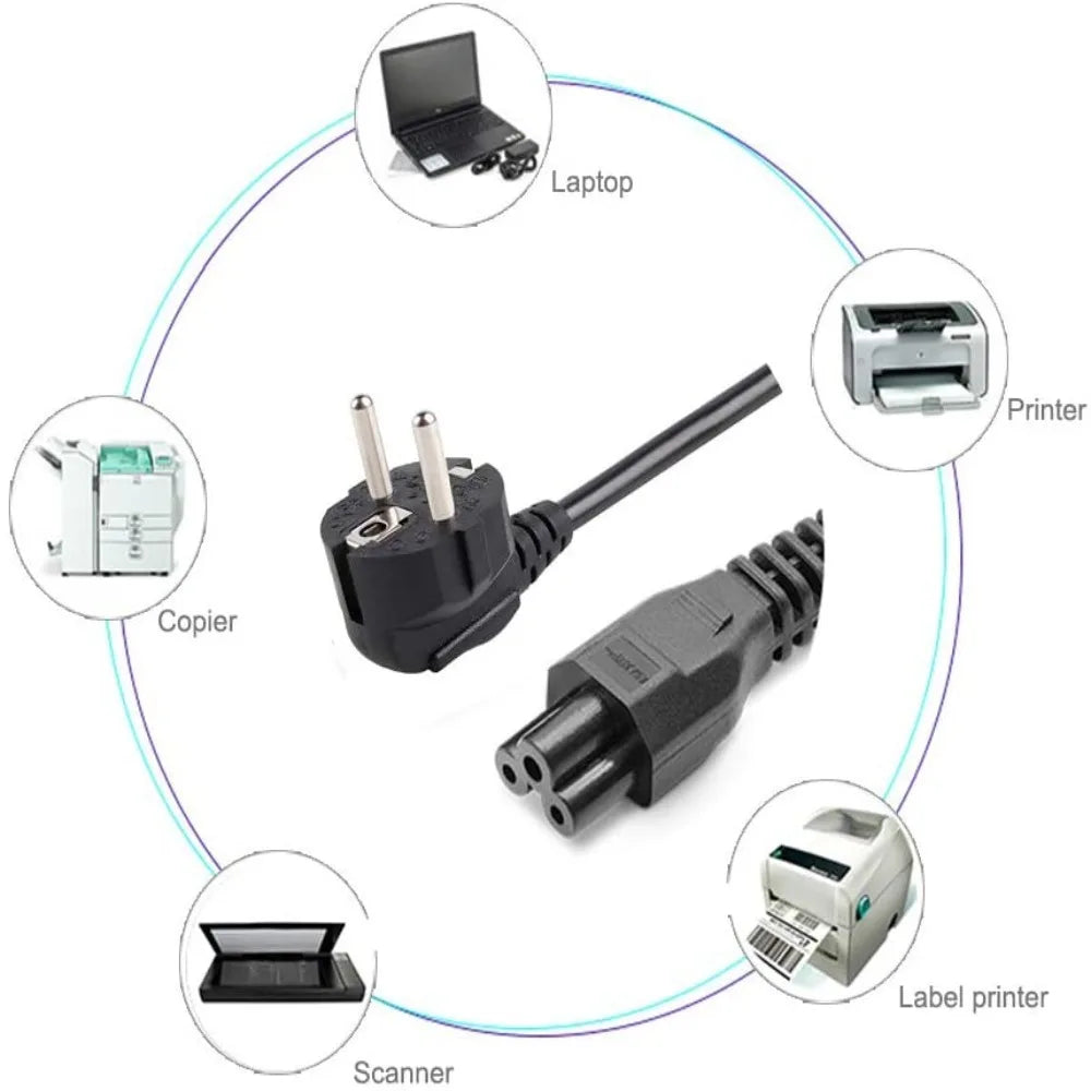 European Standard C5 Laptop Power Cord – 1.5m AC Cable, CE Rated