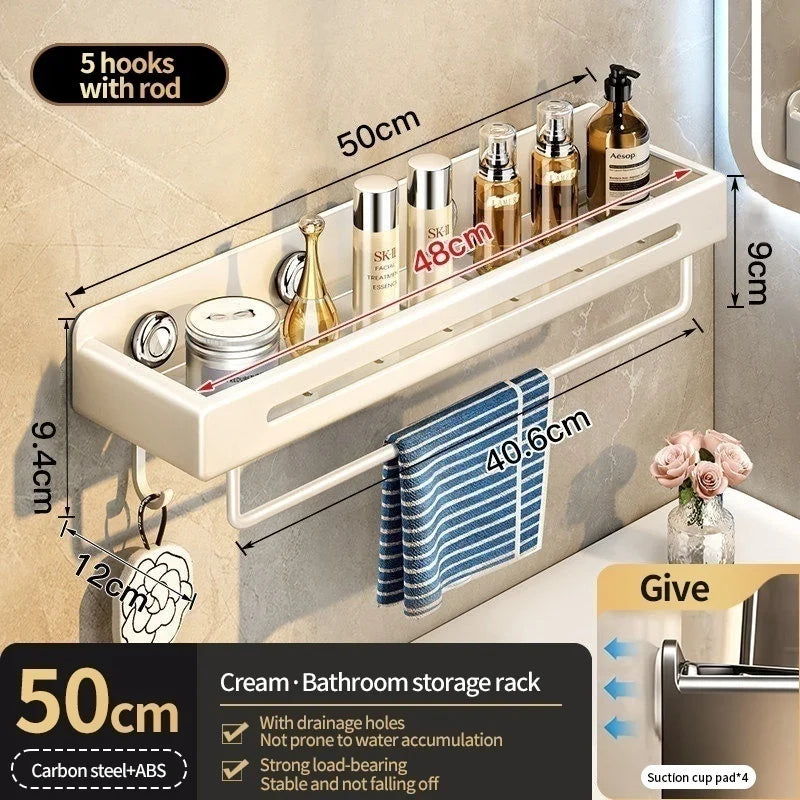 No-Drill Suction Cup Bathroom Wall Shelf & Shampoo Rack